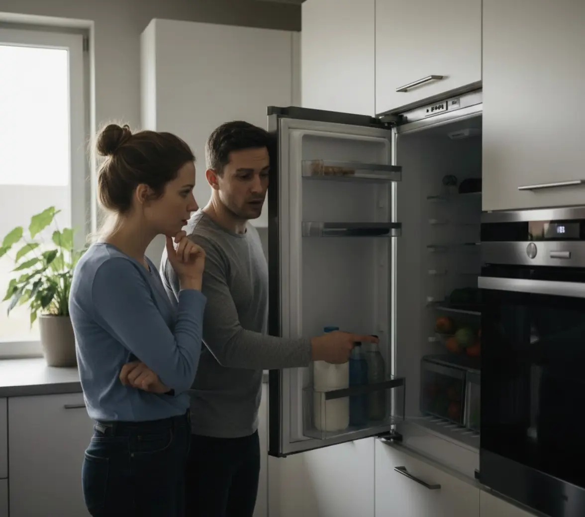 couple devant Frigo sans électricité