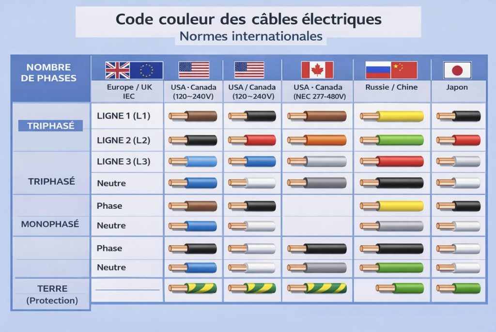 Norme couleur fil électrique industriel : IEC 60204-1 & DIN 47100