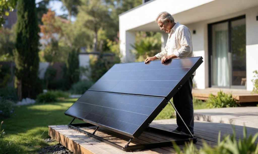 Personne verifiant son installation Sunology